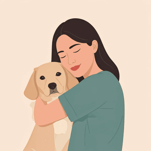 Happy woman hugging her dog